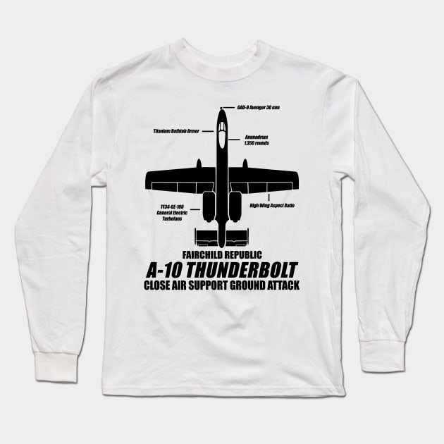 A10 thunderbolt Long Sleeve T-Shirt by Niken12